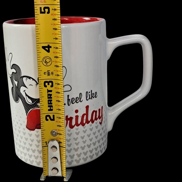 Disney Parks Ceramic Coffee Mug "Mickey Makes Monday Feel Like Friday" Red White - Picture 12 of 12